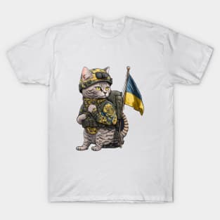 Cat Ukrainian Soldier T-Shirt